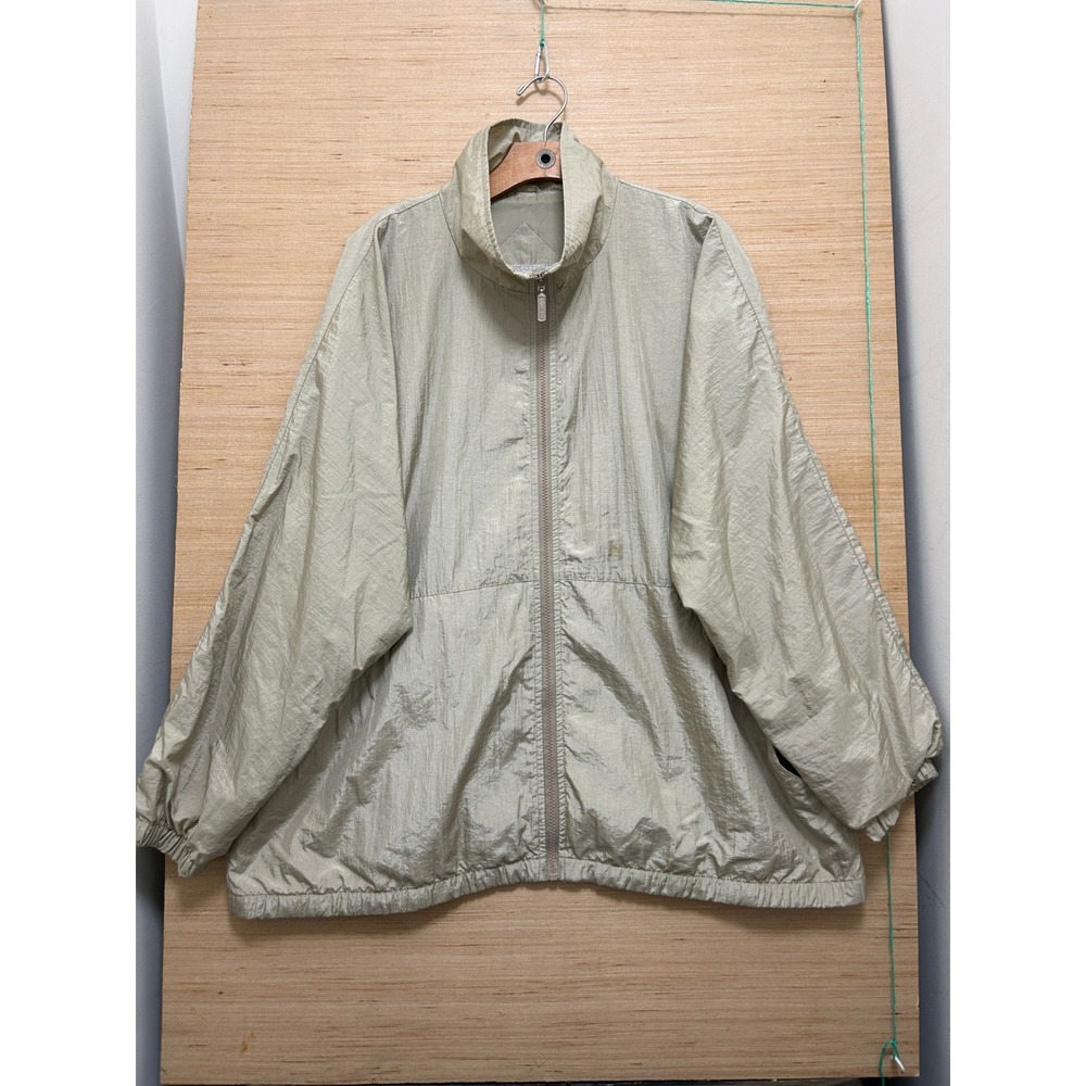 Cabin Creek Vintage Windbreaker Jacket XL Beige Shimmer‎ Full Zip Oversized 90s